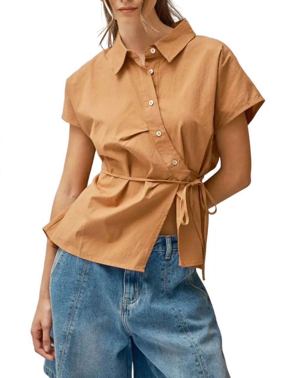 NEW AARON & AMBER amber top in camel